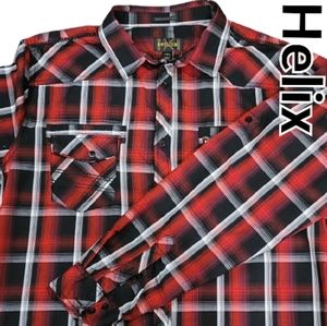 Helix  Western Shirt Athletic Fit XXL RED/BLACK Plaid